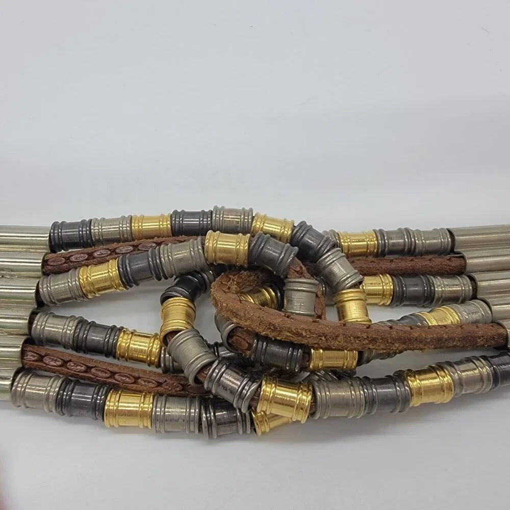 Vintage 80s Belt Womens Statement Twist Leather‎ Link Twisted Chain Belt Italy